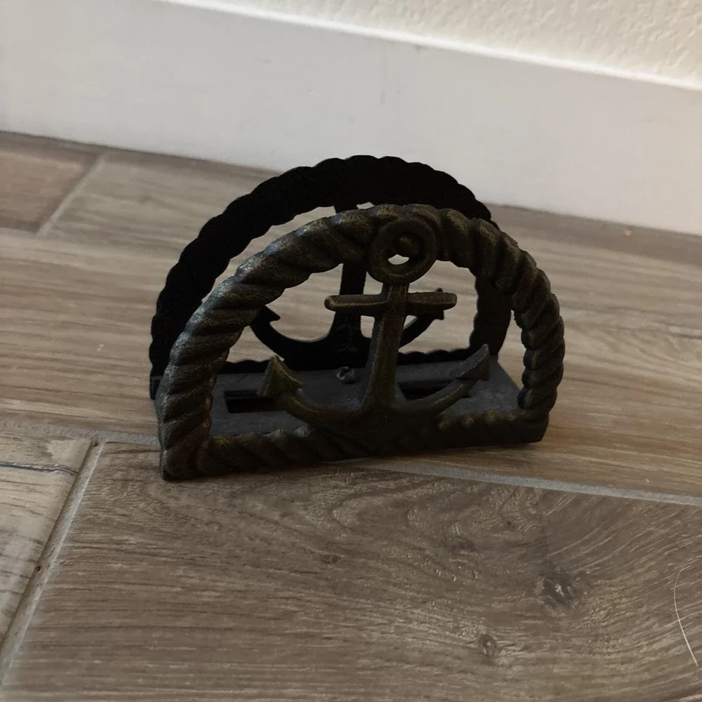 A Core‎ Kitchen Anchor Napkin/Letter Holder In Nautical Black Cast Iron